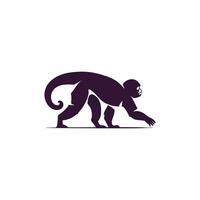 minimalist silhouette of a monkey running vector