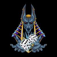 illustration of Anubis throwing dice vector