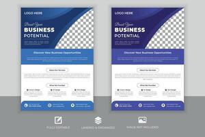 Corporate Business Flyer Design Template Layout. Template vector design for Brochure, Poster, Annual Report, Magazine, Business Presentation, Banner, layout modern with blue, A4 size