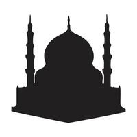 The front side of the mosque, silhouette. white background vector