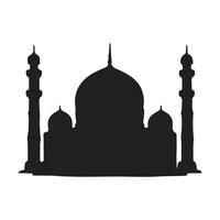 The front side of the mosque, silhouette. white background vector