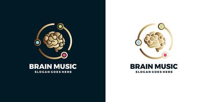 Brain music logo design with gradient Pro Vector