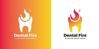 fuego dental logo diseño modelo gratis vector