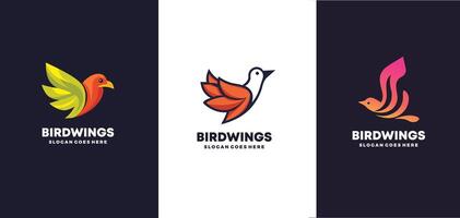 bird wings logo template pro vector set.