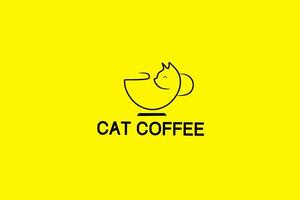 el café logo es en el forma de un gato vector