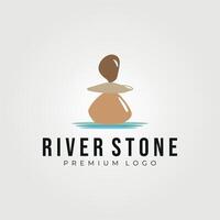 stone rock balancing zen logo wellness vector emblem illustration template