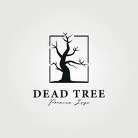 dead tree logo vector vintage illustration design, leafless dry trunk