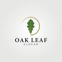 oak leaf with half budge logo vector vintage illustration design