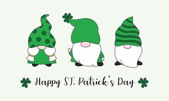 vector illustration of happy st patrick's day with cute gnomes