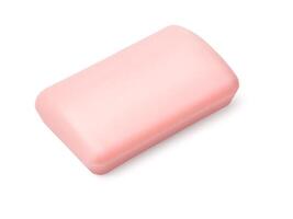 pink soap isolated on white background photo