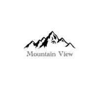 mountain view monoline vector illustration for logo, sign, template, icon, design, etc