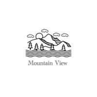 mountain view monoline vector for logo, icon, symbol, template, design, etc