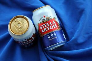 KYIV, UKRAINE - 4 MAY, 2023 Can of Stella Artois beer without alcohol and low in calories photo