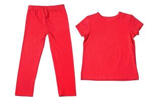 Red T-shirt and pants photo