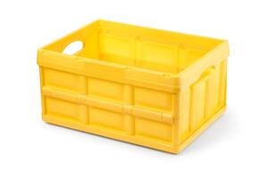 Empty yellow plastic crate photo