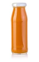 Bottle of carrot juice isolated photo