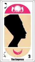 Egyptian tarot card called the empress. Nefertiti silhouette. vector