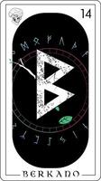 Viking tarot card with runic alphabet. Runic letter called Berkano that represents Fertility vector