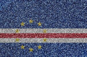 Cabo verde flag depicted on many small shiny sequins. Colorful festival background for party photo