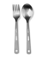 ork and spoon made of stainless steel Isolated on white photo