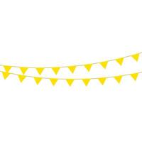 Vector illustration of carnival wreath with triangular flags isolated on white background. Hanging yellow flags in flat style. Birthday, party, celebration and festival concept.