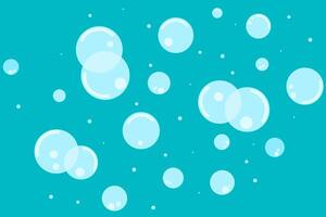 Vector illustration of soap bubbles expanding in water. Foam of different sizes.