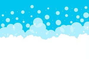 Vector illustration of soap bubbles on a blue background. Foam icons of various different sizes.