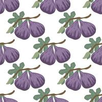 Stylized figs on branch hand drawn seamless pattern vector