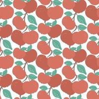 Red ripe textured apples seamless pattern vector