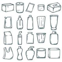 Packaging Doodles sketch style set vector