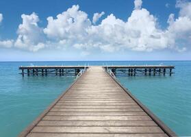 Perspective view of a wooden pier photo