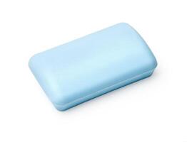 blue soap isolated on white photo