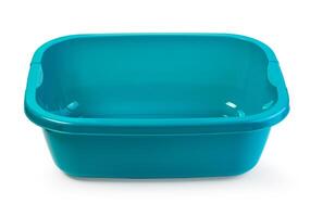 blue plastic wash bowl on a white background photo