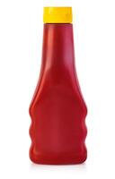 Bottle of Ketchup isolated on white background photo
