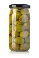 olives fruits in glass jar photo