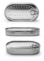 Canned food isolated on white photo