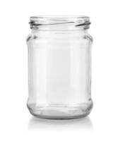 Empty glass jar isolated photo