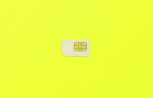 Subscriber identity module. White SIM card on yellow background photo