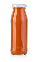 Bottle of carrot juice isolated photo