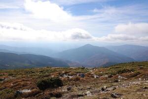 Mount Hoverla hanging peak of the Ukrainian Carpathians against the background of the sky photo