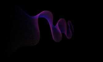 Science, technology, and digital communication concepts. Flowing lines and dot blue and purple wave patterns on a black background. vector