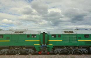 Transition between two electric trains. A small corridor in the role of a portal between the two sides of the cabin of a Russian electric train photo