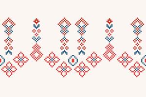 Ethnic geometric fabric pattern Cross Stitch.Ikat embroidery Ethnic oriental Pixel pattern brown cream background. Abstract,vector,illustration. Texture,clothing,frame,motifs,silk wallpaper. vector