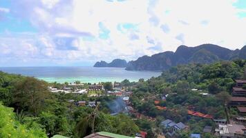 Koh Phi Phi Don Thailand beach island viewpoint panorama view. video