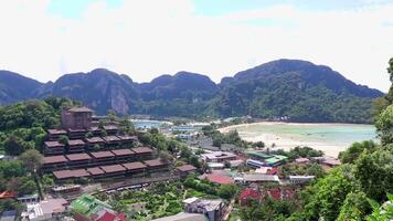 Koh Phi Phi Don Thailand beach island viewpoint panorama view. video