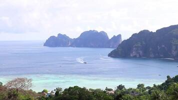 Koh Phi Phi Don Thailand beach island viewpoint panorama view. video