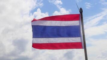 Thailand flag on boat tour Phang Nga Bay Krabi Thailand. video