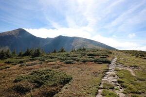 Mount Hoverla hanging peak of the Ukrainian Carpathians against the background of the sky photo