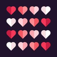 Collection of red and pink hearts, hearts elements, objects, symbols, Heart UI, UX and used in Love concepts, vector illustration