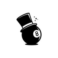 BILLIARD MAGIC, vector magic hat on billiard eight ball
